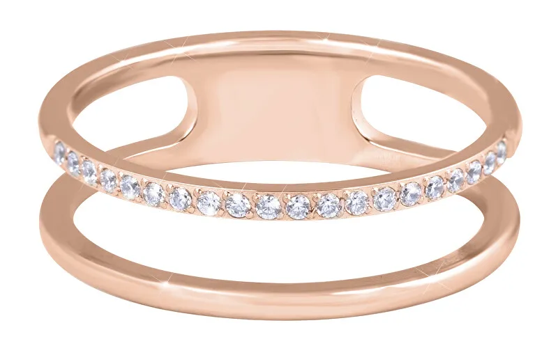 Troli Anello doppio minimalista in oro rosa - Diametro: 49 mm donna