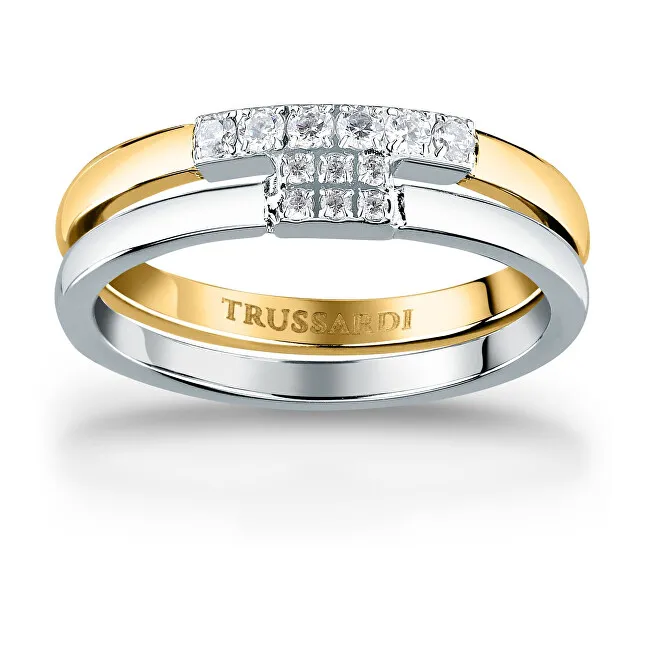 Trussardi Collana bicolore in oro con zirconi T-Logo TJAXC41 - Diametro: 58 mm donna