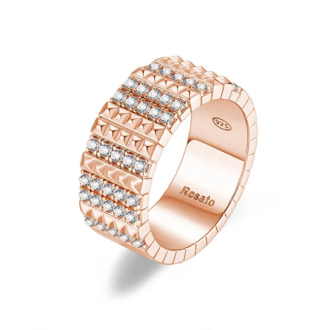 Rosato Anello Cubica RZCU58 in bronzo lucido con zirconi - Diametro: 56 mm donna