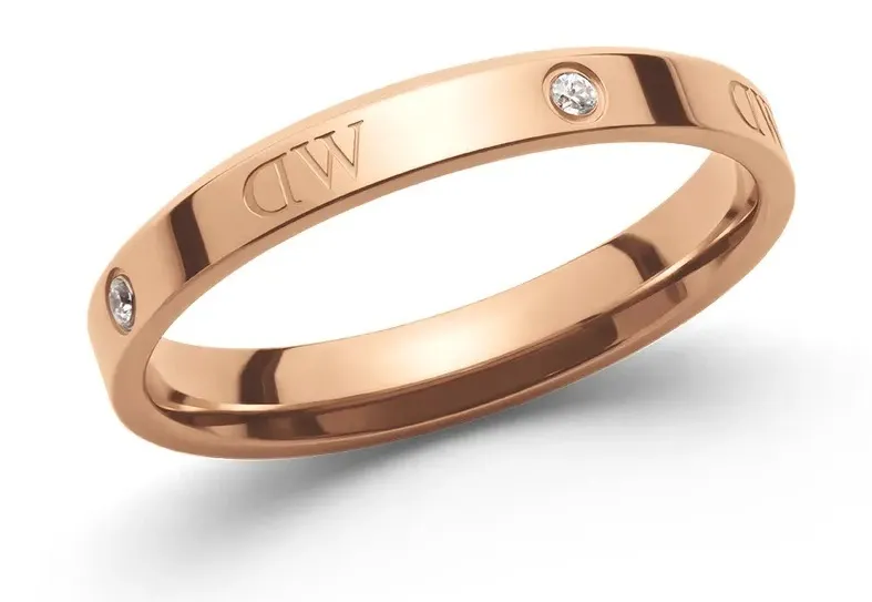Daniel Wellington Anello originale in bronzo con cristalli Classic Lumine DW004002 - Diametro: 58 mm donna