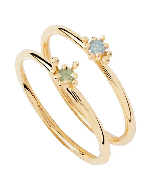 PDPAOLA Set di anelli placcati oro con zirconi Les Fleurs Colors AN01-C94 - Diametro: 48 mm donna