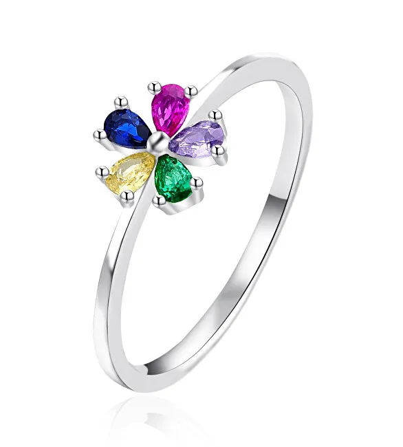 Agato Anello in argento Fiore con zirconi colorati AGT-R32C - Diametro: 54 mm donna