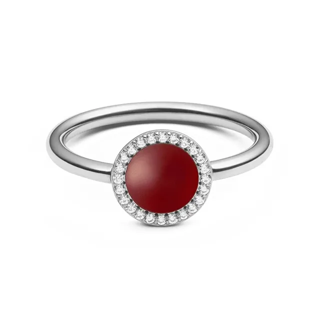 Daniel Wellington Elegante anello con agata rossa e cristalli Audrey DW0040123 - Diametro: 50 mm donna