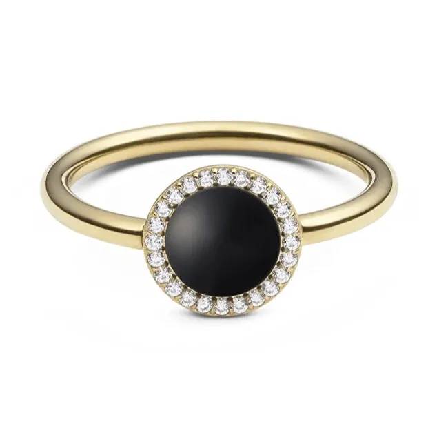Daniel Wellington Anello di lusso con agata nera e cristilla Audrey DW0040139 - Diametro: 48 mm donna