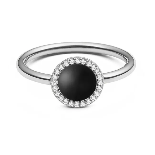 Daniel Wellington Elegante anello con agata nera e cristilla Audrey DW0040138 - Diametro: 54 mm donna