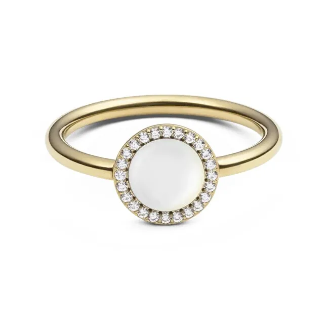 Daniel Wellington Anello placcato oro con madreperla e cristalli Audrey DW0040129 - Diametro: 58 mm donna