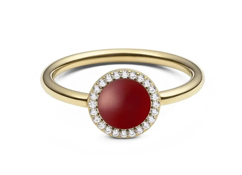 Daniel Wellington Anello placcato oro con agata rossa e cristalli Audrey DW0040125 - Diametro: 62 mm donna