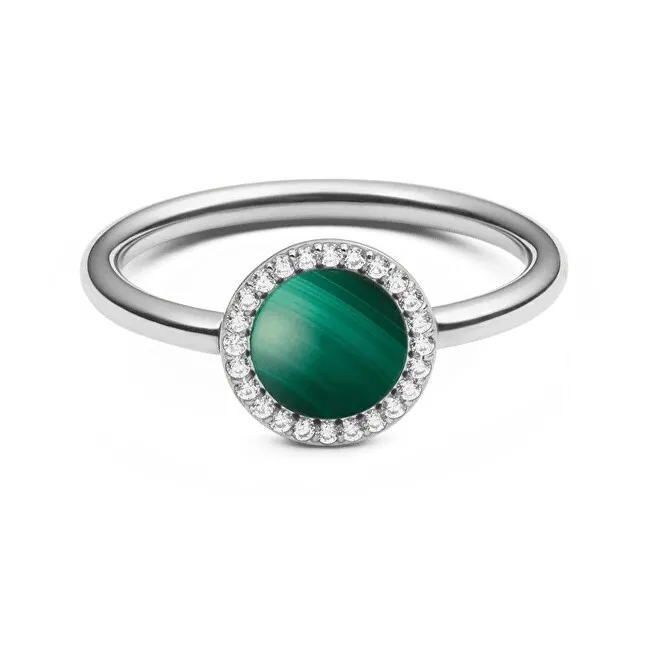 Daniel Wellington Elegante anello con malachite e cristallo Audrey DW00401317 - Diametro: 47 mm donna