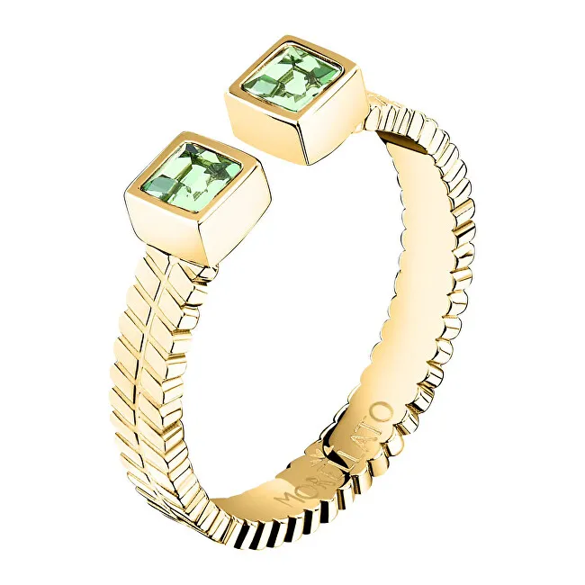 Morellato Anello aperto placcato oro con cristilla verde Gioia SAVY370 - Diametro: 58 mm donna