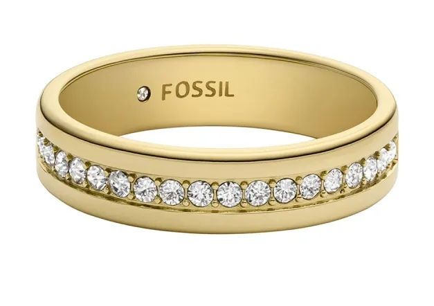 Fossil Anello placcato oro con zirconi cubici Archival JOF01035710 - Diametro: 54 mm donna