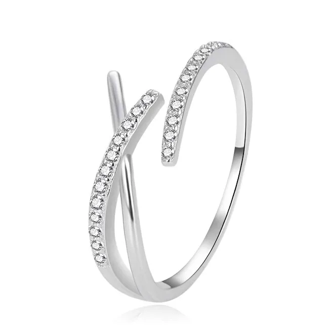 Agato Elegante anello aperto in argento con zirconi AGT-R59W - Diametro: 57 mm donna