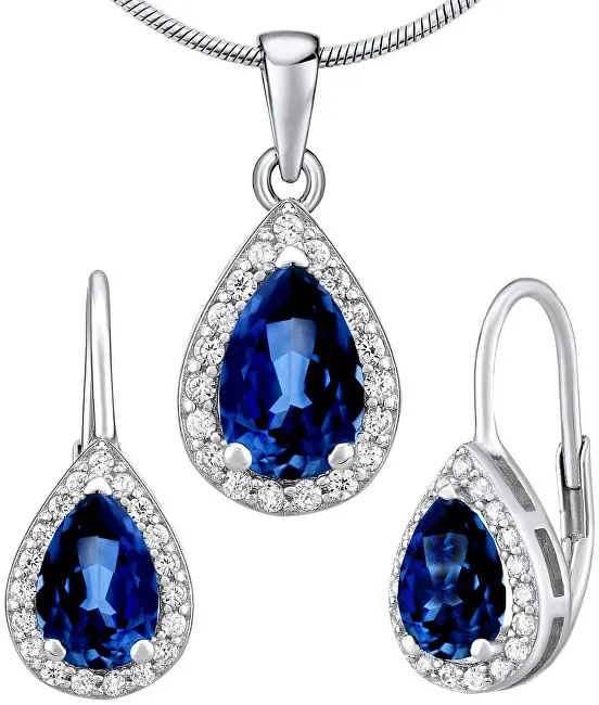 Silvego Set in argento MONACO con zaffiro LPS0341BS (orecchino, pendente) donna