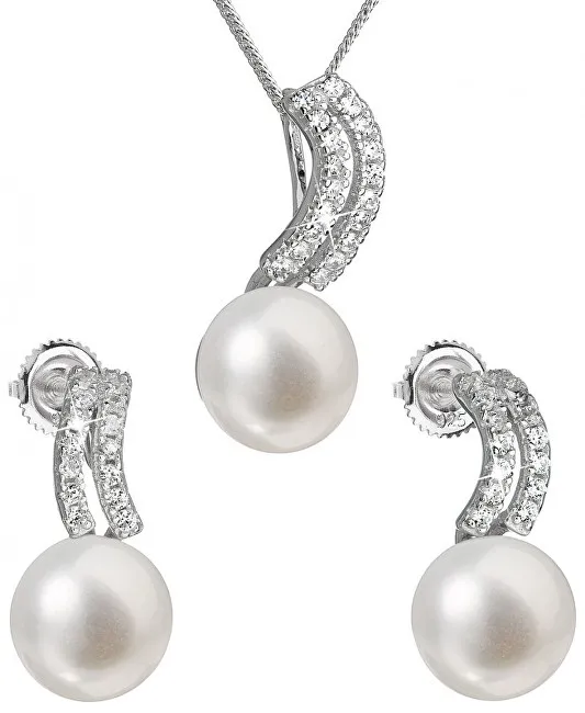 Evolution Group Parure di gioielli in argento con perle autentiche Pavon 29037.1 donna