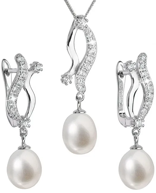 Evolution Group Parure di lusso in argento con perle autentiche Pavon 29028.1 donna