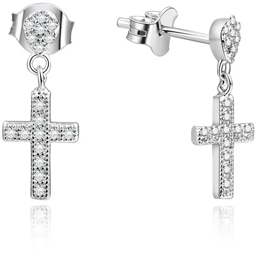 Beneto Orecchini in argento croci con strass AGUP1176 donna