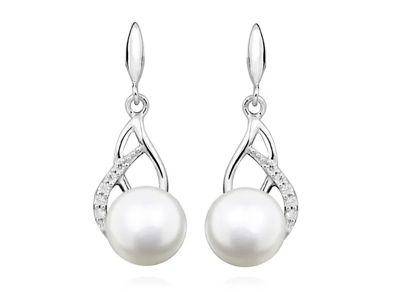 Silver Cat Delicati orecchini con perla e zirconi SC405 donna