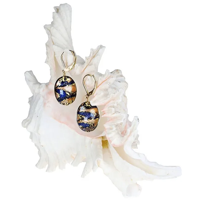 Lampglas Meravigliosi orecchini a forma di regina egizia in perle di lampglas con oro 24 carati EP28 donna