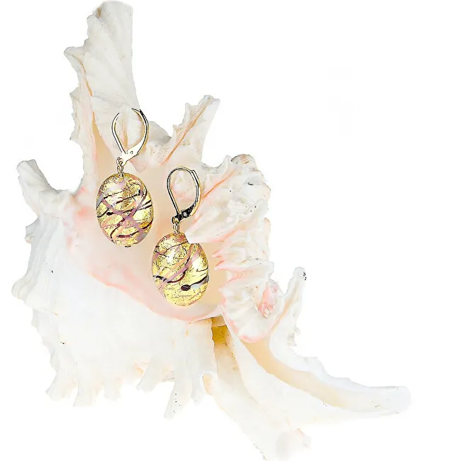 Lampglas Bellissimi orecchini Romantic Roots in perla Lampglas con oro 24 carati EP13 donna