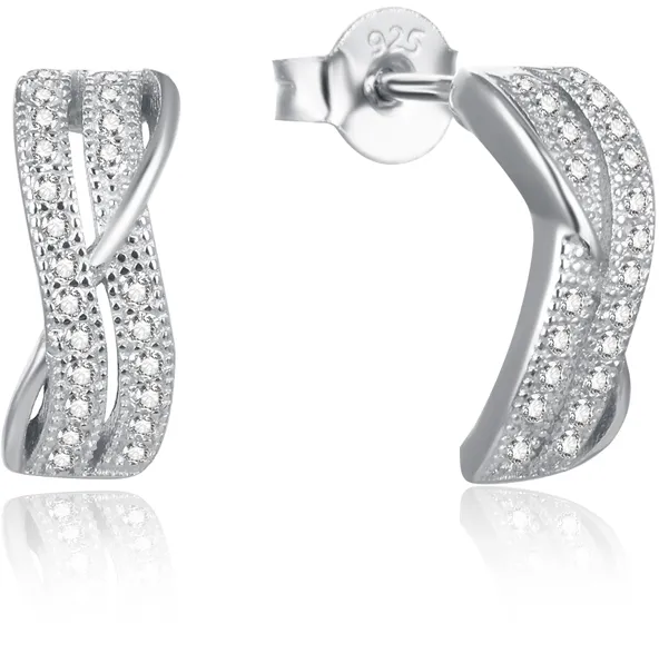 Beneto Orecchini moderni in argento con zirconi trasparenti AGUP2261 donna
