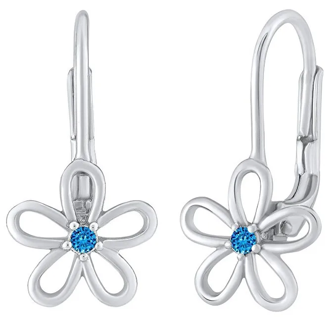 Silvego Orecchini in argento - fiore con Swarovski® Zircone blu SILVEGOB31857SB donna