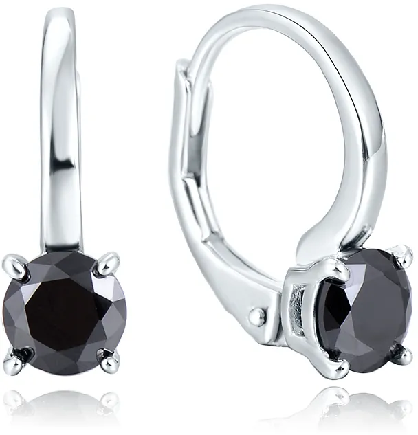 Beneto Eleganti orecchini in argento con zirconi neri AGUC2255 donna