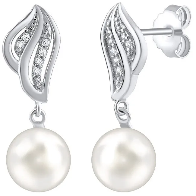 Silvego Orecchini in argento con perla naturale bianca FW12574W donna