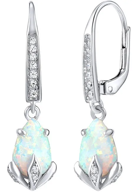 Silvego Orecchini in argento con opale sintetico bianco JJJE1267W donna