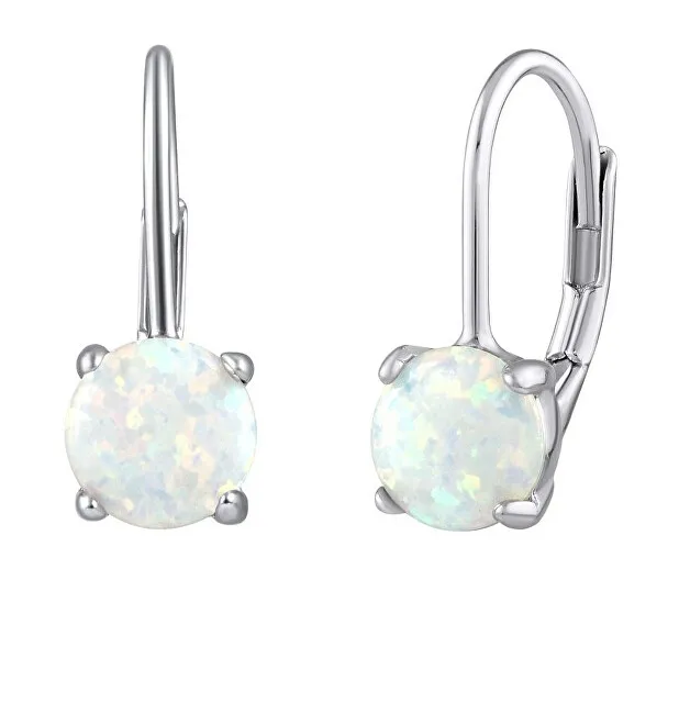 Silvego Orecchini in argento con opale sintetico bianco LPS1398W donna