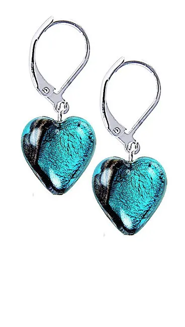 Lampglas Eccezionali orecchini a forma di cuore turchese con perle in argento puro Lampglas ELH5 donna