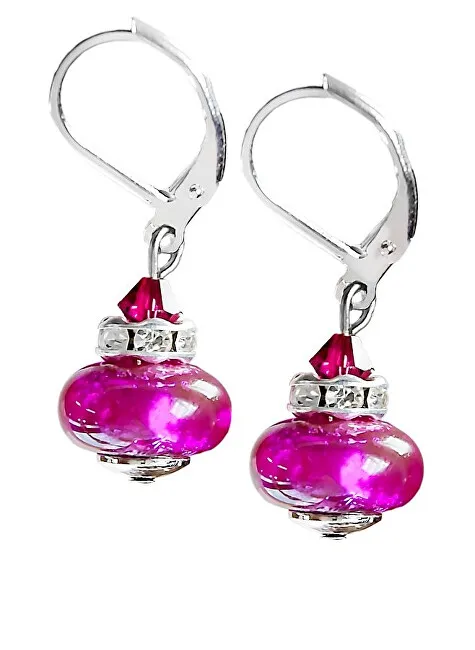 Lampglas Magnifici orecchini Magenta Dream con argento puro e perle Lampglas ESH4 donna