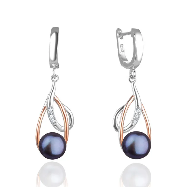 Beneto Orecchini bicolore di lusso con vere perle scure AGUC2676P-BLU SCURO donna