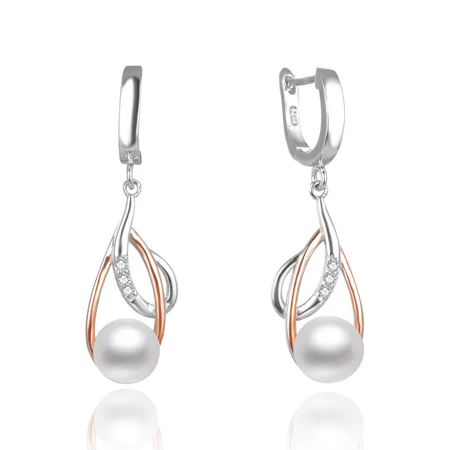 Beneto Orecchini bicolore di lusso con perle vere AGUC2676P donna