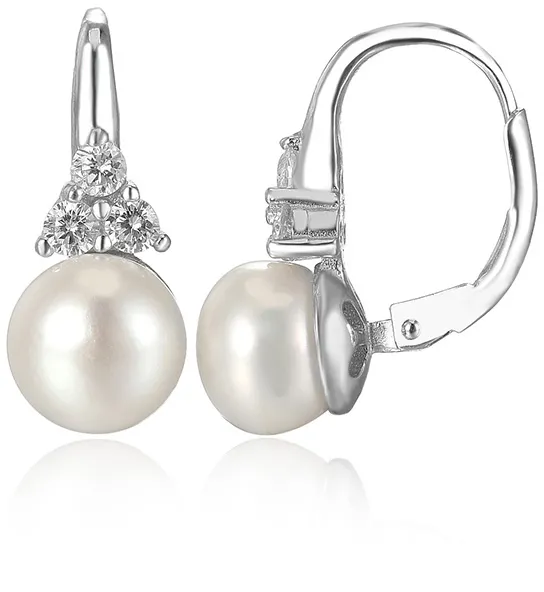 Beneto Orecchini di lusso in argento con vera perla d'acqua dolce AGUC2251P - Diametro: 0.8 cm donna