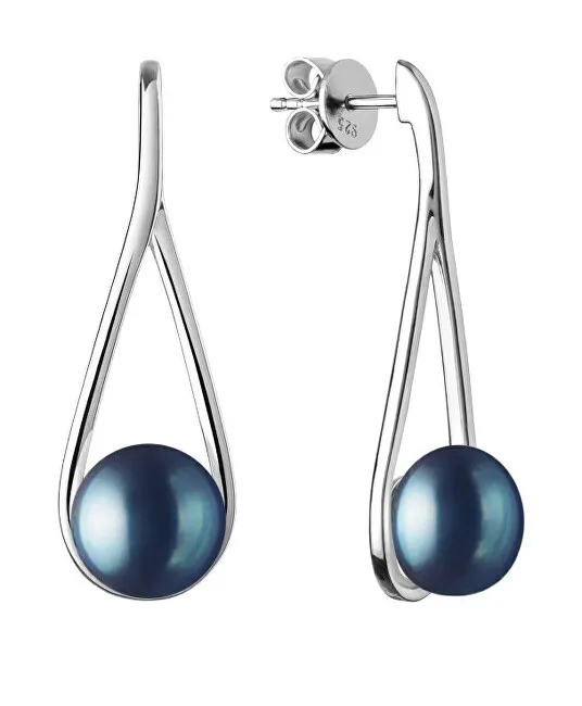 Silvego Orecchini di lusso in argento con vera perla nera GRP20222EB donna