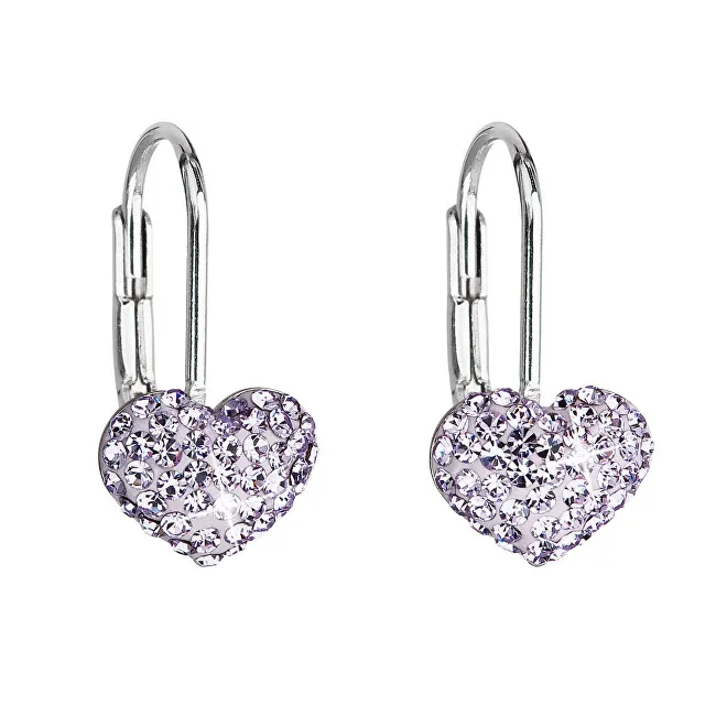 Evolution Group Orecchini a cuore con cristalli 31125.3 viola donna