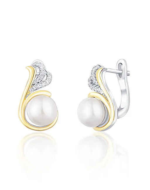 JwL Luxury Pearls Orecchini bicolore in argento con perle vere e zirconi JL0720 donna