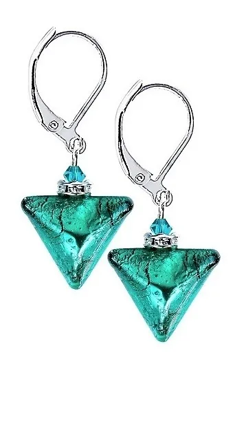 Lampglas Bellissimi orecchini Triangolo Verde con pendente in vetro di perle Lampadario Lampglas ETA7/S donna