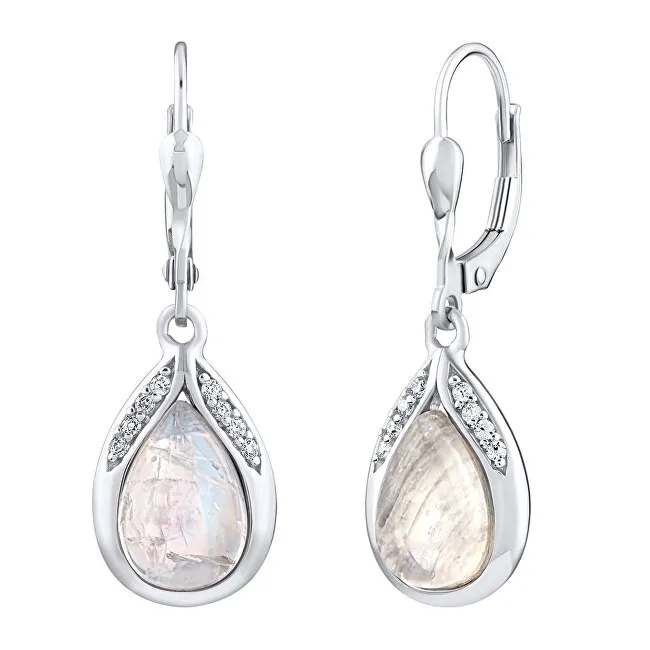 Silvego Orecchini pendente in argento con vera pietra di luna JST13327EMS donna