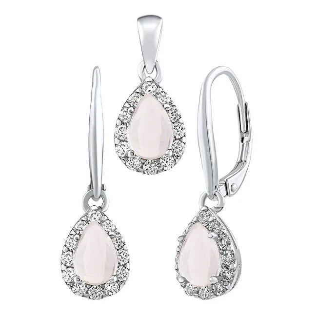 Parure di gioielli in argento Silvego EUREKA con rosa - orecchini e pendente JJJ1393SRO donna