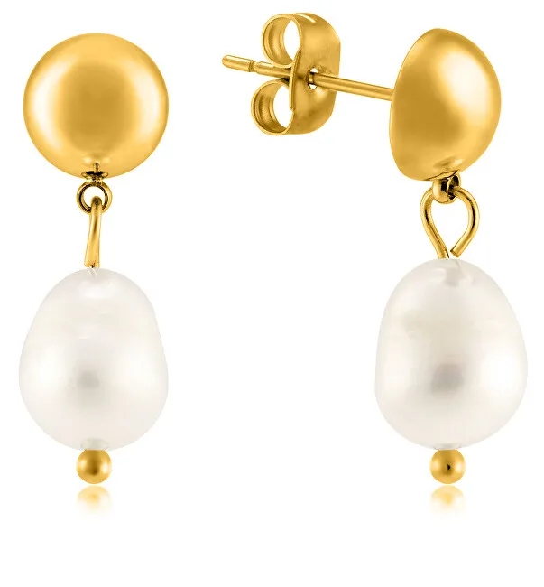 Troli Eleganti orecchini placcati oro con perle vere VAAJDE201330G donna