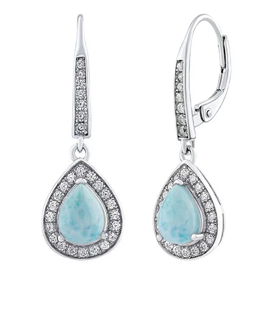 Silvego Orecchini BRISA in argento sterling con larimar authentico e zirconi brillanti JJJ1141ELR donna