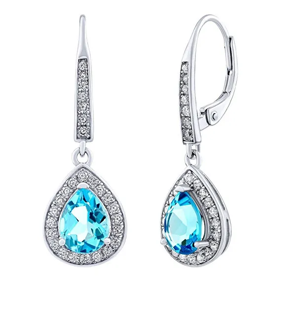 Silvego Orecchini BRISA in argento con topazio blu svizzero e zirconi brillanti JJJ1141ETS donna
