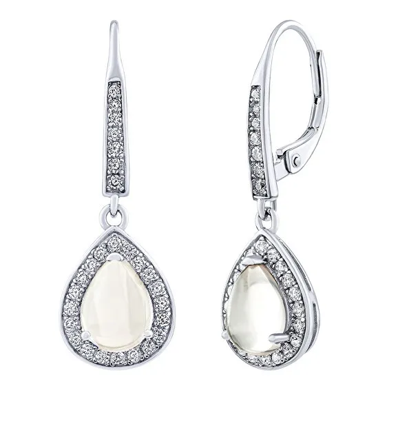Silvego Orecchini BRISA in argento con pietra di luna e zirconi brillanti JJJ1141EMS donna