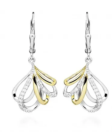 Gatto in argento Orecchini pendenti in argento con cubic zirconi SC516 donna