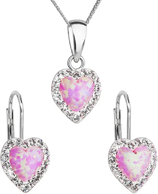 Evolution Group Parure di gioielli a forma di cuore 39161.1 e opale rosa chiaro donna