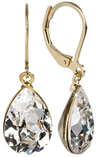 Levien Eleganti orecchini placcati in oro con cristilla Pear Crystal donna