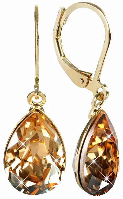 Levien Eleganti orecchini placcati in oro con cristilla Pear Golden Shadow donna
