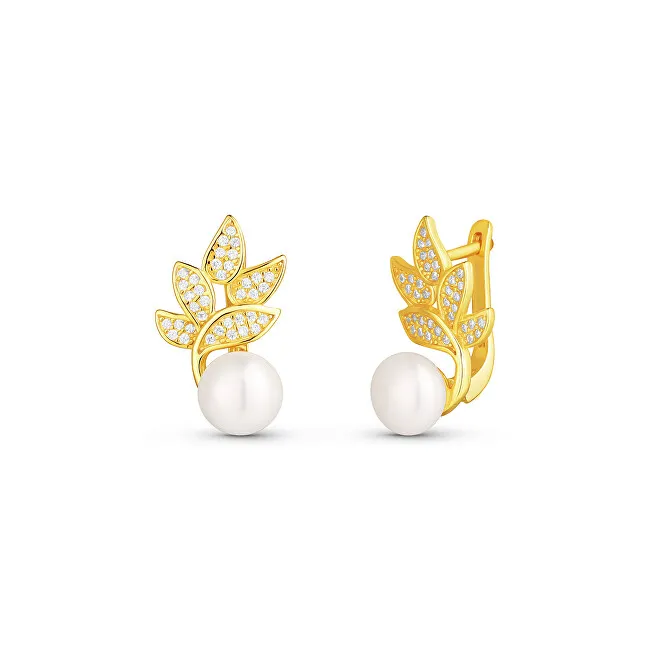 JwL Luxury Pearls Bellissimi orecchini placcati oro con vere perle e zirconi JL0827 donna
