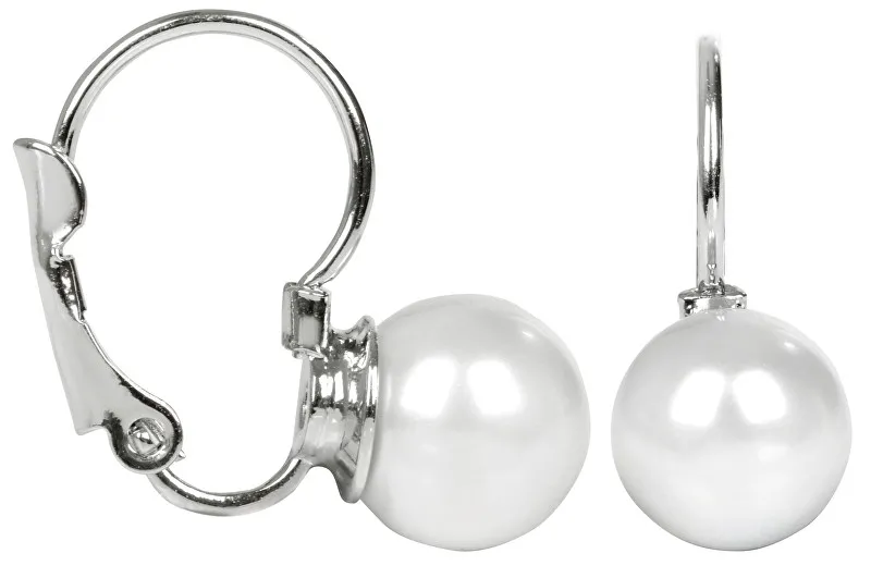 Levien Orecchini graziosi con patta in bianco perla donna