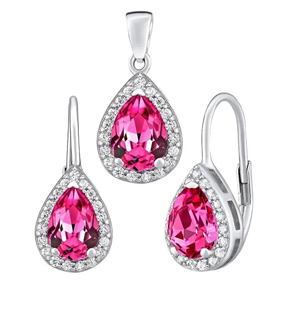 Set di gioielli in argento Silvego orecchini e pendente MONACO con rubino sintetico LPS0341R da donna